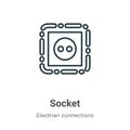 Socket outline vector icon. Thin line black socket icon, flat vector simple element illustration from editable electrian Royalty Free Stock Photo