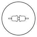 Socket and plug icon black color in circle round Royalty Free Stock Photo