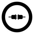 Socket and plug icon black color in circle round Royalty Free Stock Photo