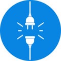 Socket plug icon in a blue circle. Concept of connection and technology. Royalty Free Stock Photo