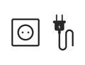 Socket plug icon with cable connector. Power tehnology element isolated