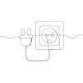 Socket plug illustration. Continuous power connection. Electrical outlet device. Vector energy drawing. Royalty Free Stock Photo
