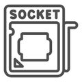 Socket with processor line icon, pcrepair concept, socket with processor vector sign on white background, socket