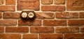 Socket and switch on a brick wall Royalty Free Stock Photo