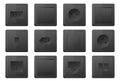 Socket and switch. Various type electrical connectors. Standard power supply. 3D equipment. Black toggle buttons. Interior plastic Royalty Free Stock Photo
