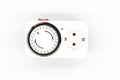 Socket timer. Energy saving concept. Electrical Timer. Electromechanical device for a socket with a time scale and a toggle switch