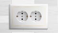 Double Grounded Socket Vector. Switch. Brick Wall. Realistic Illustration Royalty Free Stock Photo