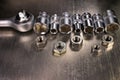 Socket wrench and set of stainless steel hex sockets with nuts o