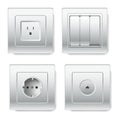 Sockets with different number of slots types depending on standards Royalty Free Stock Photo