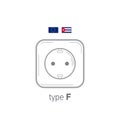 Sockets icon. Type F. AC power sockets realistic illustration. Different type power socket set, vector isolated icon