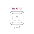 Sockets icon. Type G. AC power sockets realistic illustration. Different type power socket set, vector isolated icon