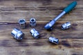 Sockets with socket wrench. Toolkit for the car maintenance Royalty Free Stock Photo