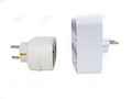 Sockets-splitters for two and four white plugs Royalty Free Stock Photo