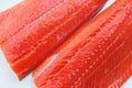 Sockeye salmon fillets on a white background. Royalty Free Stock Photo