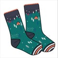 Trendy Winter Christmas Pattern Pair of Socks Pair