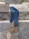 socks and boots were deliberately placed outside to dry in the sun. Royalty Free Stock Photo