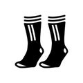 Black solid icon for Socks, pair and comfortable