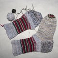 Socks knitting process, striped multi-colored