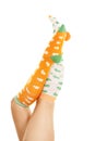 Socks orange green crossed Royalty Free Stock Photo