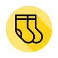 socks outline icon in long shadow style