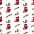 holiday seamless pattern with cartoon socks. Colorful illustration flat for kids. hand drawing.