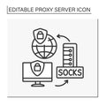 Socks protocol line icon