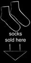 Socks sold here, black and white pointer