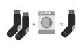 Socks and a washing machine. Riddle where you lose one sock afte Royalty Free Stock Photo