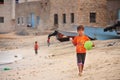 Socotra, Yemen, March 9, 2015 Yemen`s children are playing on the beach.