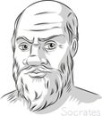 Socrates Greek Philosopher Hand drawn line art