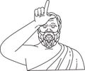 Socrates Greek Philosopher Making the Loser Hand Gesture Mono Line Art
