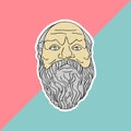 Socrates hand drawn vector isolated on pastel colors background. Trendy punchy pastels with vintage drawing