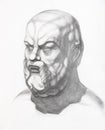 Socrates head hand-drawn by graphite pencil