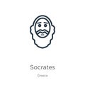 Socrates icon. Thin linear socrates outline icon isolated on white background from greece collection. Line vector socrates sign,