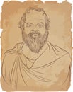 Socrates line art portrait, vector.