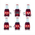 Soda bottle cartoon character are playing games with various cute emoticons Royalty Free Stock Photo