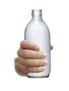 Soda bottle on hand isolated on a white background Royalty Free Stock Photo