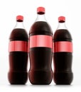 Soda bottles with red label on white background