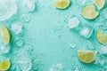 Soda bubbles with ice cubes and lime wedges Royalty Free Stock Photo