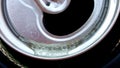 Soda Bubbles on Metal, Top of Open Soda Can Royalty Free Stock Photo