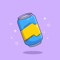 Flying Energy Drink Soda Can Flat Cartoon Illustration