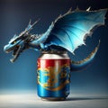 a soda can with a flying dragon