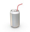 Soda can with straw