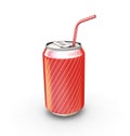 Soda can with straw
