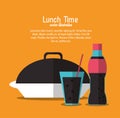Soda coke plate lunch time menu icon, vector Royalty Free Stock Photo
