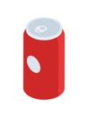 Soda drink in aluminum can cold refreshing beverage isometric vector illustration