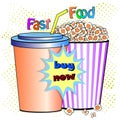 Soda drink and popcorn vector poster. Royalty Free Stock Photo