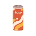 Soda, fizzy drink in aluminum can. Summer lemonade, cold beverage, fresh sweet carbonated refreshment in metal steel tin Royalty Free Stock Photo
