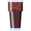 Soda glass with ice vector, cola drink illustration