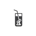 Soda glass with straw and ice cubes vector icon Royalty Free Stock Photo